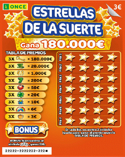 Rasca estrellas de la suerte de la ONCE