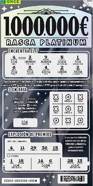 Boleto del Rasca Platinum de la ONCE